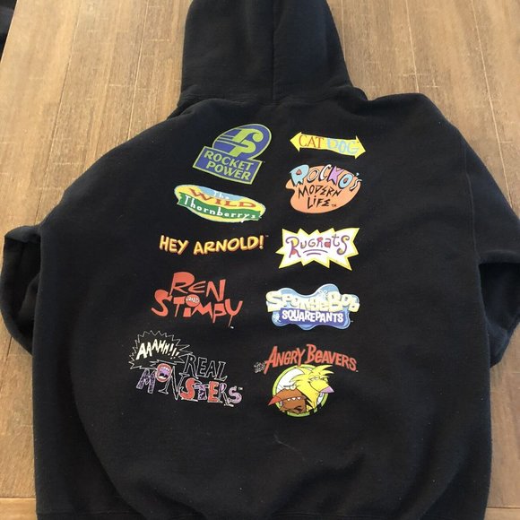 Men's L Ren And Stimpy Catdog Hey Arnold Nickelodeon And More Hoodie Black - Picture 2 of 6